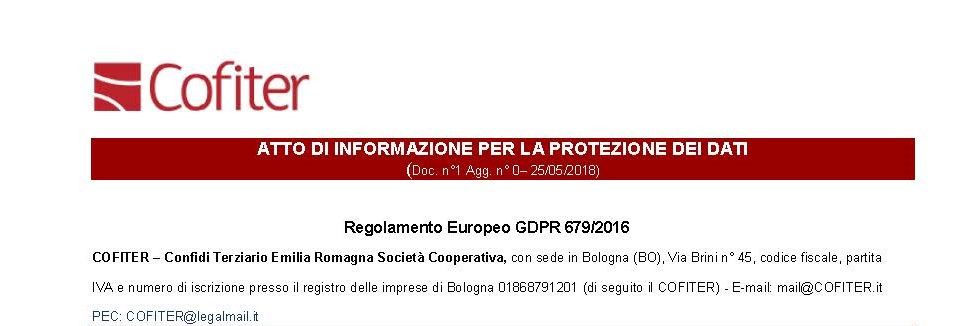 Cofiter si è adeguato al regolamento Europeo Privacy (GDPR)