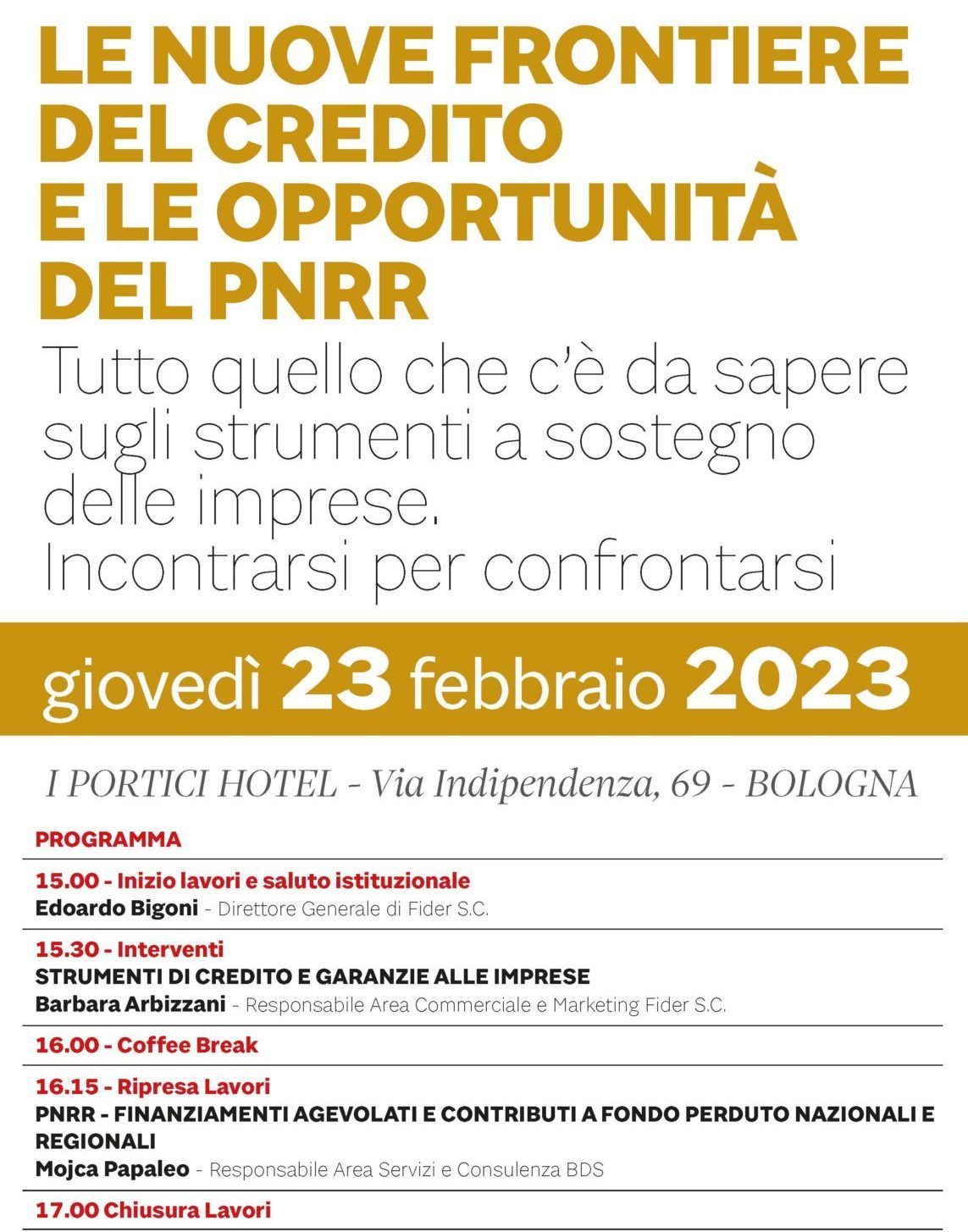 FIDER S.C. ha aperto il convegno "Le nuove frontiere del credito e le opportunità del PNRR"